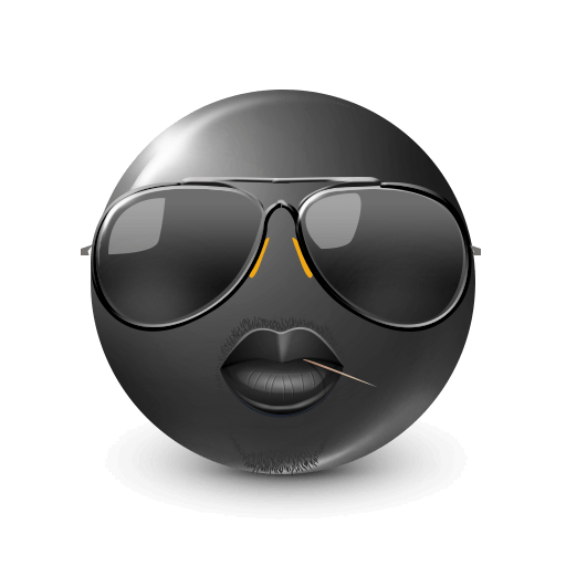 Cool Black Emoji with Sunglasses