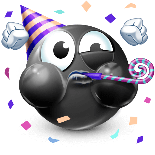 Happy Party Black Emoji