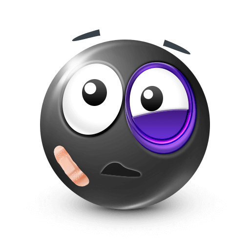 Punched Smiley Black Emoji