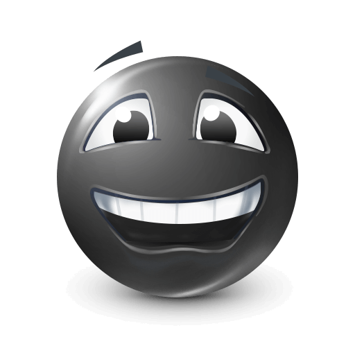 Smiling Blue Face with Raised Eyebrows