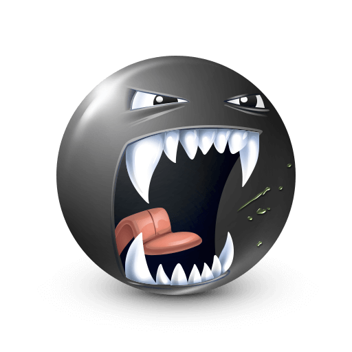 Black Emoji of an Angry Roaring Beast