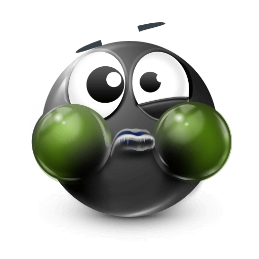 Black emoji with a seasick face