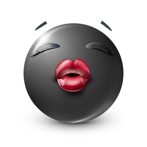  Red Lips Kissing Black Emoji