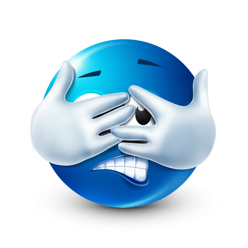 Blue emoji showing fear and looking away









