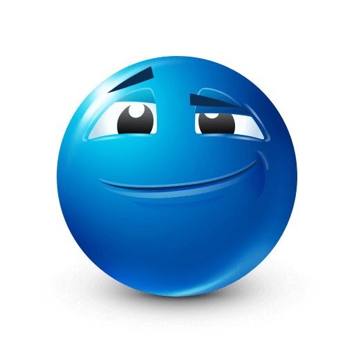 Blue Emoji with Curious Look