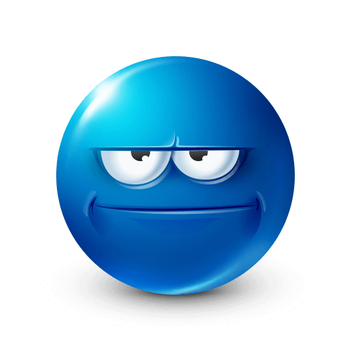 Blue displeased face emoji