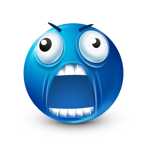 Blue surprised face emoji