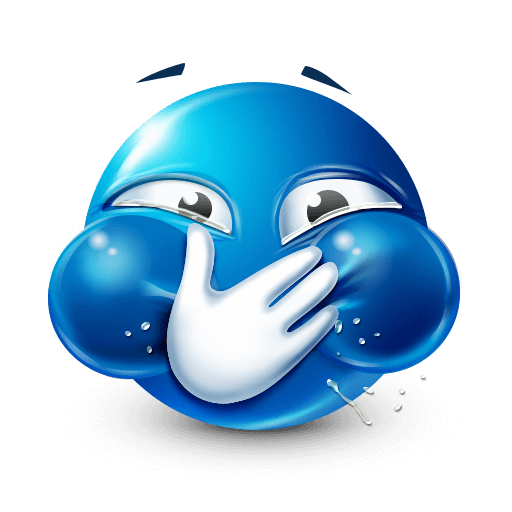 Holding it in blue emoji
