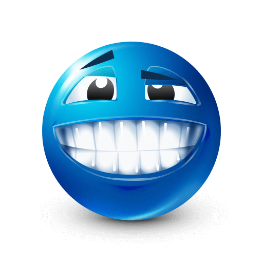 Blue big grin emoji









