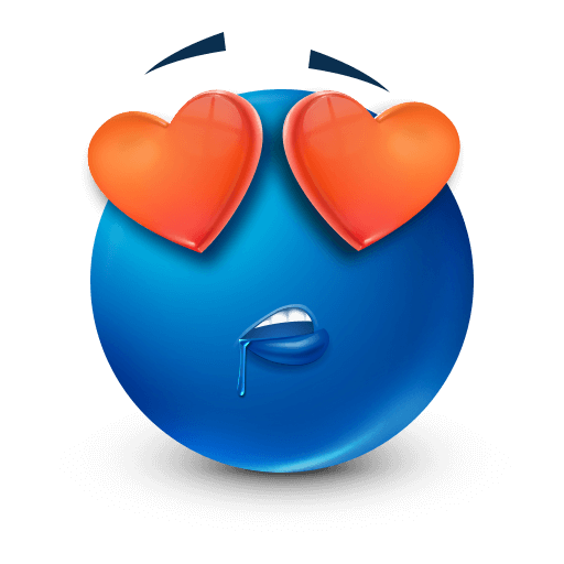 Blue emoji with heart eyes showing love









