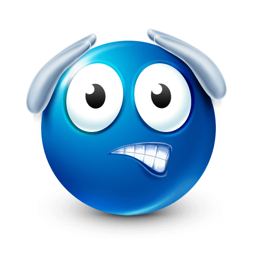 Blue regret emoji with hands on head









