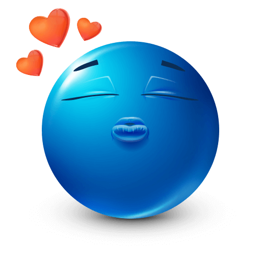 Blue emoji blowing a kiss with love









