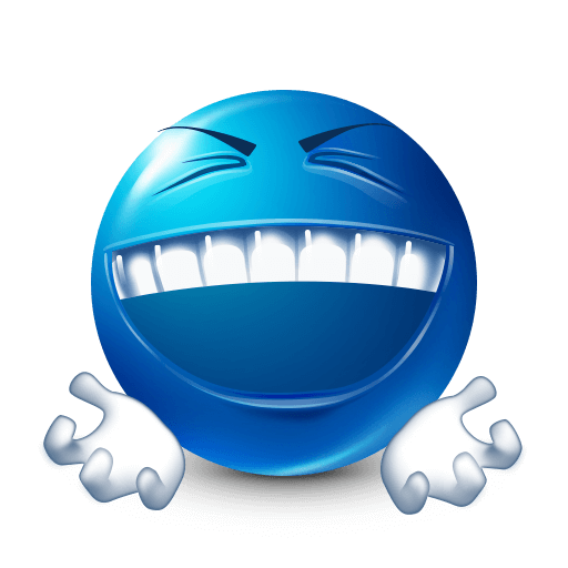 Blue laughing squint emoji