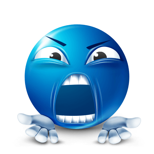 Blue emoji showing a serious argument