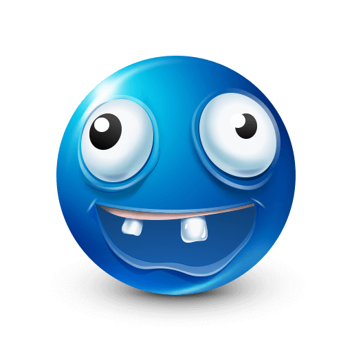 Silly Blue Emoji with Missing Tooth