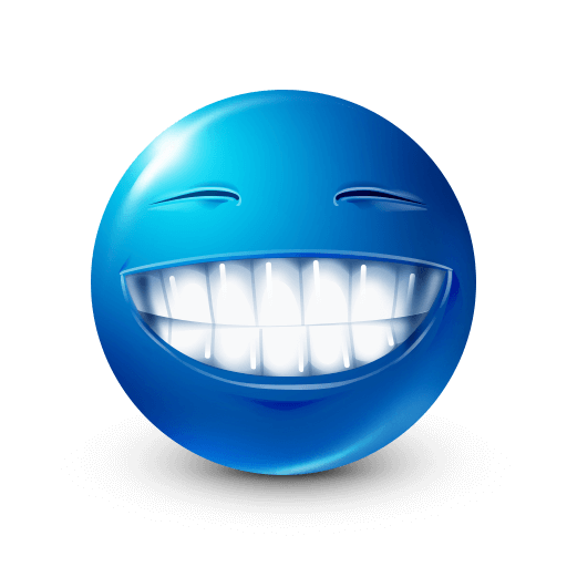 Blue smiley with white teeth emoji