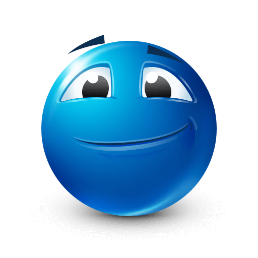 Blue skeptical face emoji