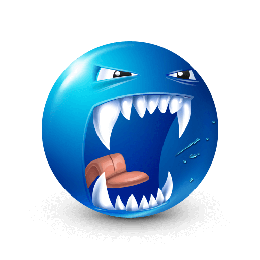 Roaring blue angry face emoji









