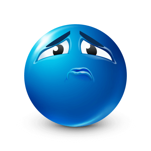 Blue face emoji showing sadness