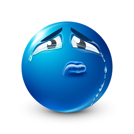 Blue emoji with silent tears and sadness









