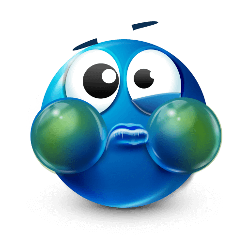 Blue seasick smiley emoji