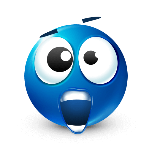 Surprised face in blue emoji