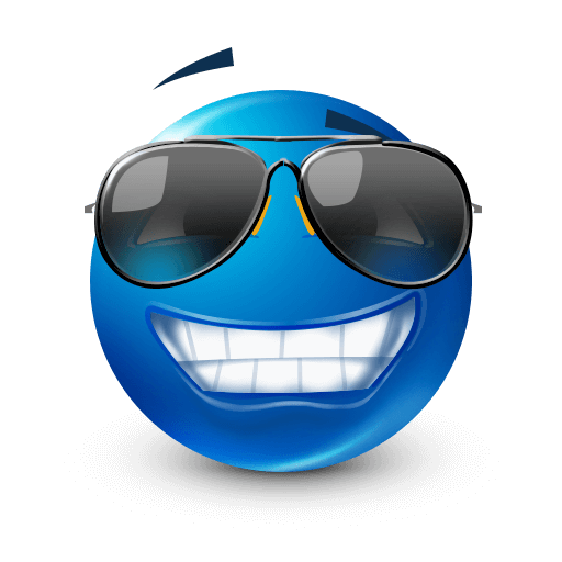 Cool blue emoji with sunglasses and a smile









