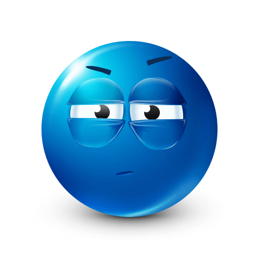Blue Suspicious Face Emoji









