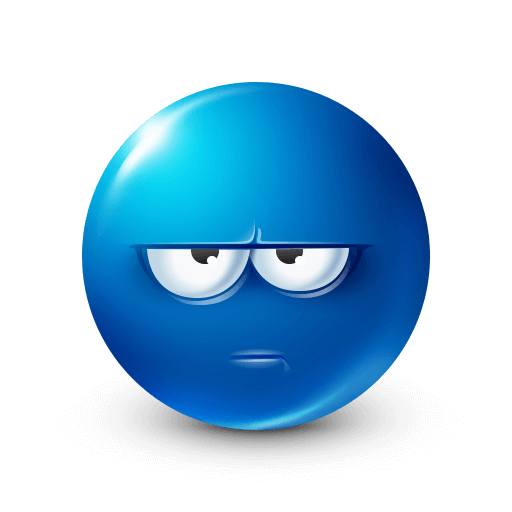Blue unimpressed face emoji