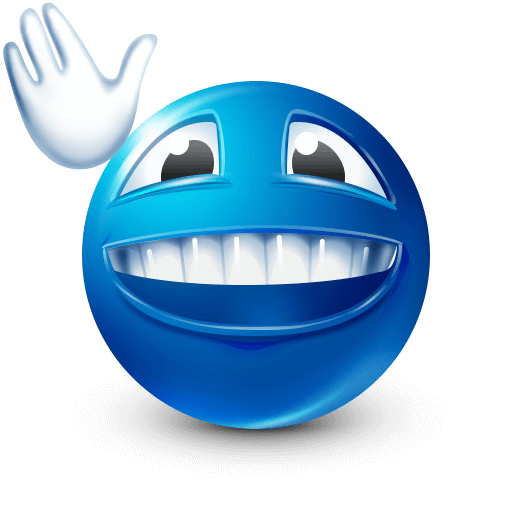 Friendly Blue Waving Emoji