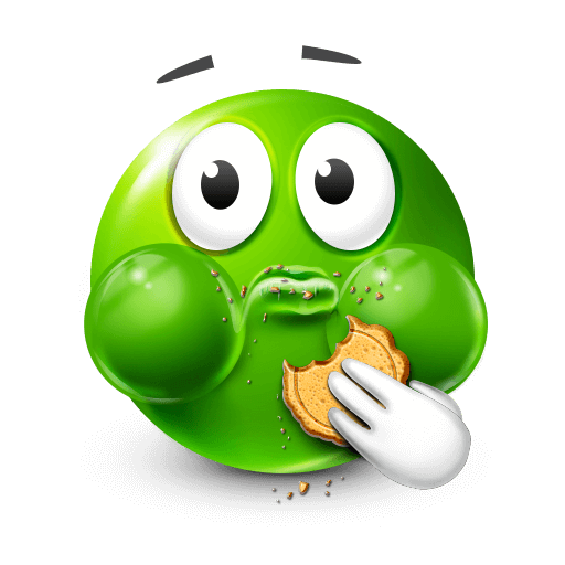 cookie-loving green emoji