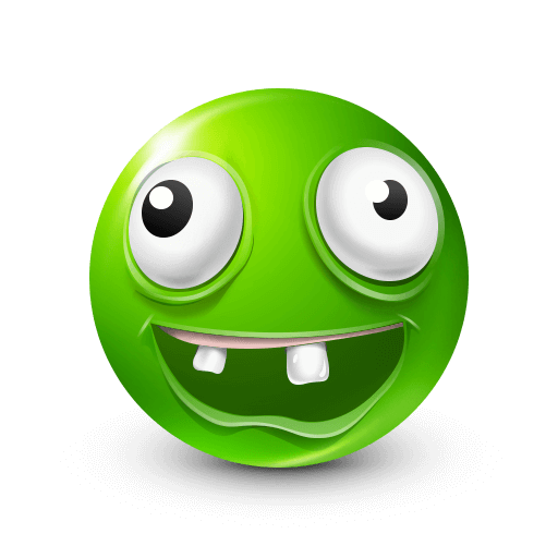 silly green face with missing teeth