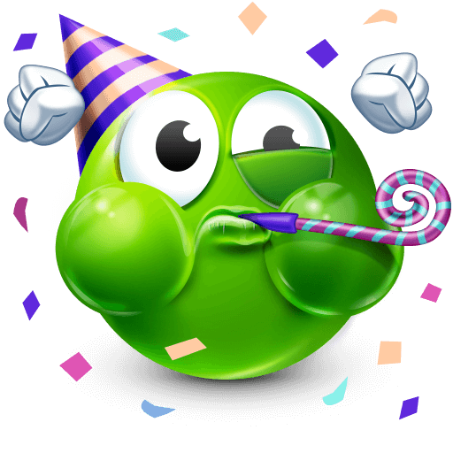 green celebration face









