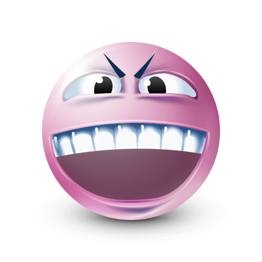 pink angry teeth face
