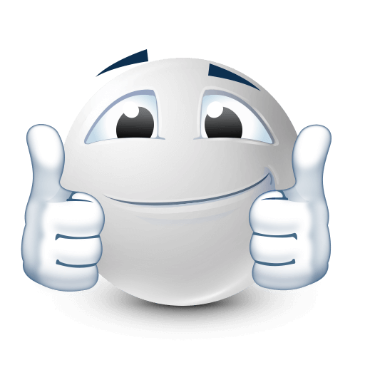 white face with two thumbs up