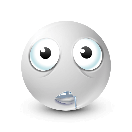 white face with drooling expression