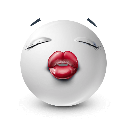 white emoji with red kiss










