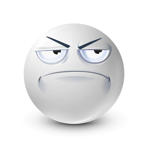 white emoji with unimpressed look